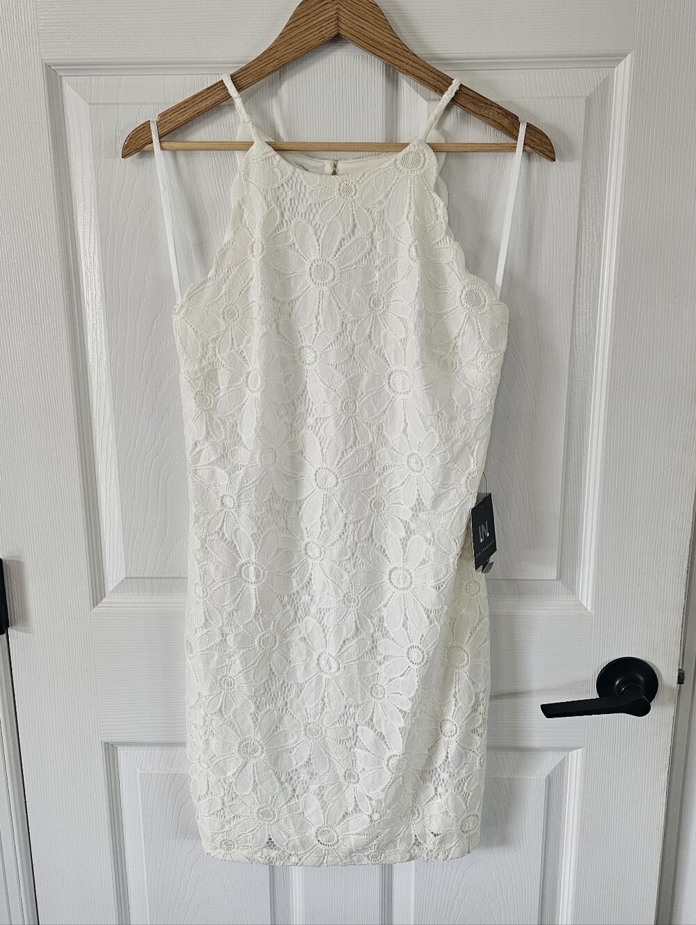 NWT I.N. San Fransisco Ivory Lace Halter Mini Dress Size 9 Bridal Wedding